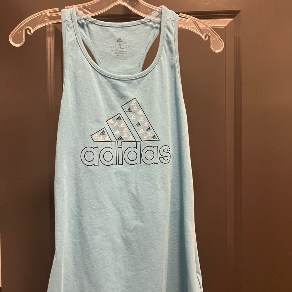 adidas Light Blue Logo Tank Top